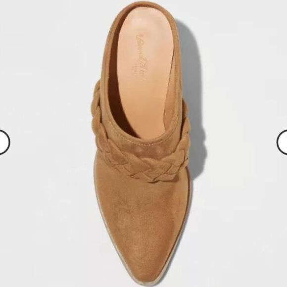 New Universal Thread Avis block mule heels suede memory foam NWT tan brown 🎯 - Picture 3 of 11